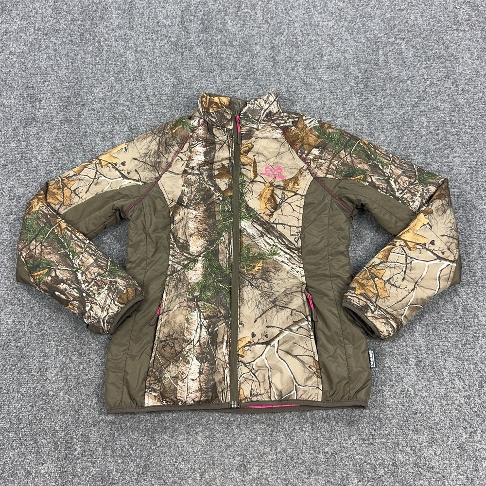 Realtree Jacket Womens Small Brown Camo Thinsulate Puffer Full Zip RT XTRA